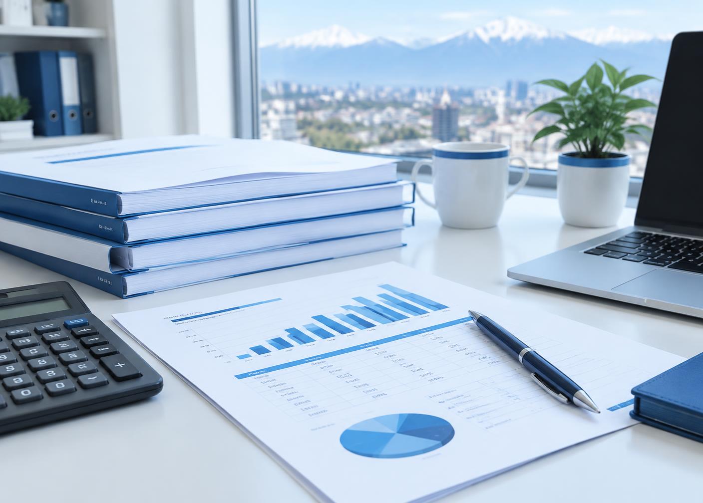 Professional accounting workspace with financial documents